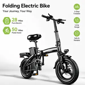 Foldable Electric Bike, 650W Peak Motor, 48V 15AH Battery, Max 20MPH Speed, 45NM Torque, 28 Miles Long Range, Lightweight Folding E-Bike for Urban Commute Dual Seat adult