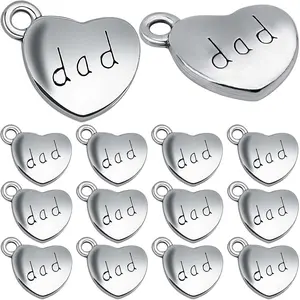 30 Pieces Heart Shaped Dad Charms Alloy Love Heart Dad Dangle Pendants Craft Suplies for DIY Jewelry Making Father?s Day Birthday Christmas Gifts…