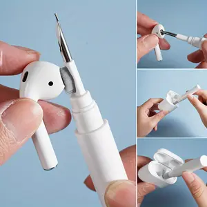 Earbuds Cleaning Brush For Air-pods And Air-pods Pro 1 2, Portable 3 In 1 Wireless Earphone Case Cleaning Tools Kit Cleaning Brush.Multifunctional earphone cleaning pen. Bluetooth earphone cleaner. Dust removal brush tool
