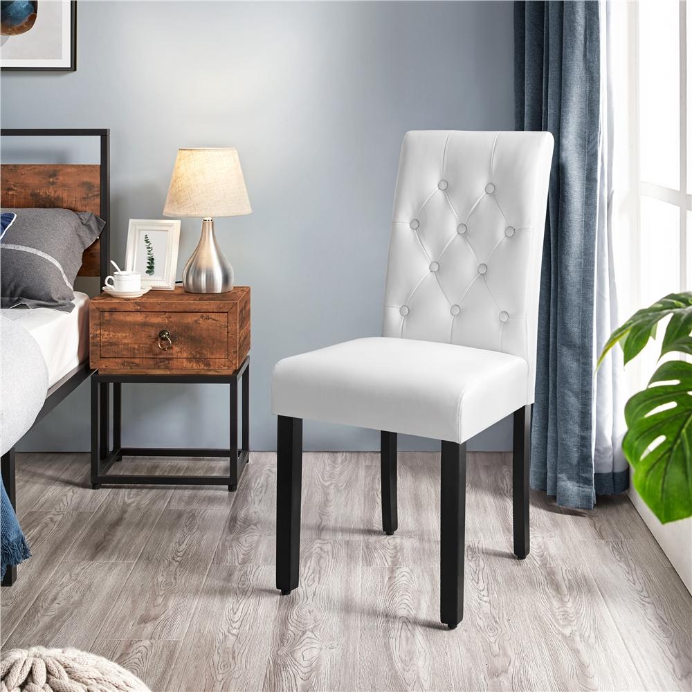 Yaheetech Faux Leather Dining Chairs, Button Tufted Dining Room Chairs with Rubber Wood Legs, Mid-Century Accent Dinner Chair for Living Room/Kitchen