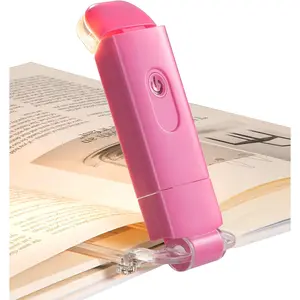 F-DLP01  Book Reading Light, USB Rechargeable Booklight for Reading in Bed, LED Clip On Book Lights for Kids, Bookworms, Blue Light Blocking, 4 Brightness Adjustable for Eye Care (Pink)