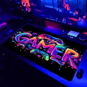 Gaming Mouse Pad, Large Gaming E-Sports Computer Thickened UV Reactive Mouse Pad, Rubber Material Non-Slip Mouse Pad, Gaming Mousepad