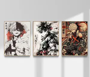 My Hero Academia Canvas Art, Deku, Bakugo, Todoroki Triptych