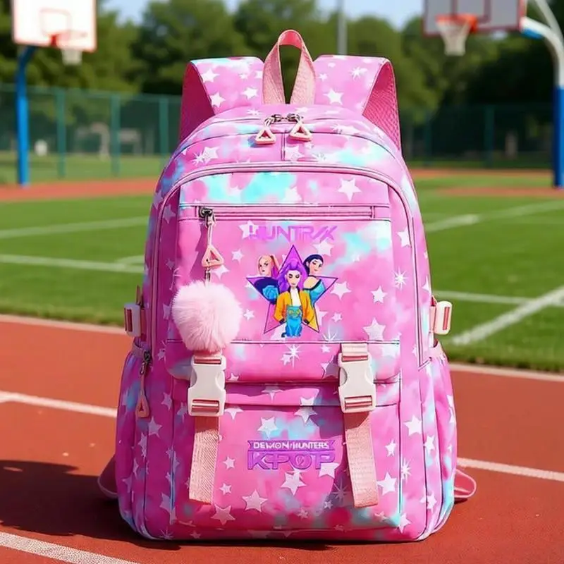 KPop Demon Hunters Print Student Backpack Large Capacity Schoolbag Teenagers Student Backpack Women's Travel Laptop Bagpack