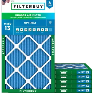 Filterbuy 12x22x1 Air Filter (6-Pack), Pleated MERV 13 Optimal Defense HVAC AC Furnace Air Filters (Actual Size: 12.00 x 22.00 x 1.00 Inches)