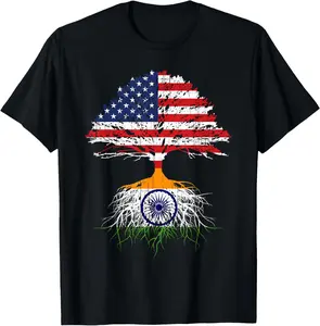 100% Cotton India Roots Flag Shirt Naturalization Gift Person From India T-Shirt