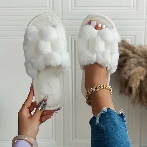 Fuzzy Open Toe Slippers for Women Indoor Cozy Memory Foam Slip On House Slides Shoes Gifts for Womens Her Mom