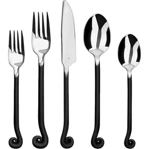 Forged 20- Matte Black Silverware Set, 18/10 Stainless Steel Flatware Service for 4, Rustic Black Flatware, Spoons Forks Set  Kitchen Restaurant Housewarming, Dishwasher Safe