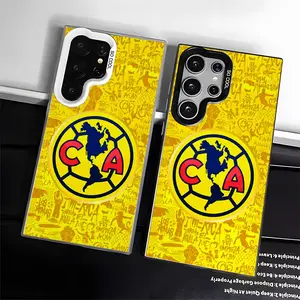 Mexico Club América pattern Football Fans Casing For SAMSUNG GALAXY S22 S23 S24 S25 FE PLUS ULTRA Hard TPU PET PC Black Silver Hard  Anti-Drop Protective camera protection Tough Phone Cases Shell Shockproof showcases individuality Luxury durable L1706