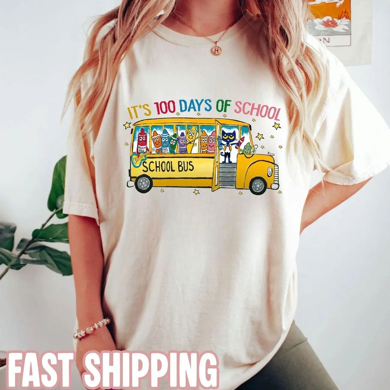 100 Days Of School Pete The Cat Sweatshirt, Happy 100 Days Of School T-Shirt, Children Book Characters Crewneck, Teacher Tee, Back To School E