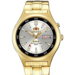 Orient Men's 3 Star Gold Tone Stainless Steel silver Dial Day Date Automatic Watch