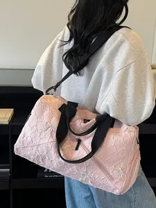 Cute Sweet Fashion Bow Print Large Capacity Handbag, Travel Duffel Bag, Dry Wet Separation Sports Training Bag, Yoga Swimming Bag, Travel Duffle Bag