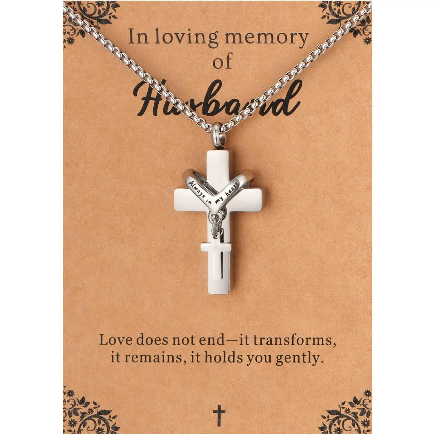 Cremation Cross Necklace for Ashes Cross Urns Locket Pendant Ashes Holder Stainless Steel Memorial Jewelry