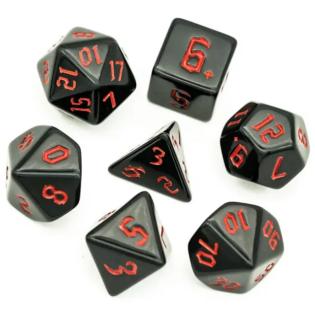 Black With Red Numbers 7-Dice Set