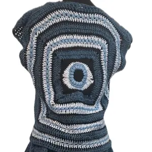 Crochet Top & Skirt Set for Women - Evil Eye design for intimate protection. Stylish Handmade Knitwear for Everyday Wear - Clothes, Womenswear