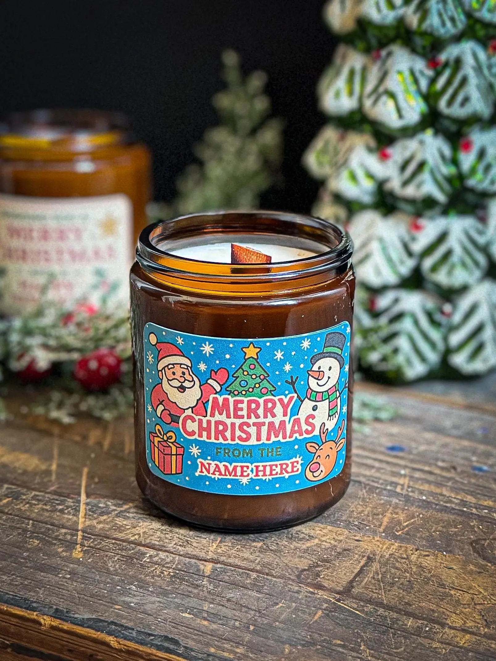 Custom Christmas Candle | Merry Christmas Candle with Name | Holiday Gift for Friends & Family