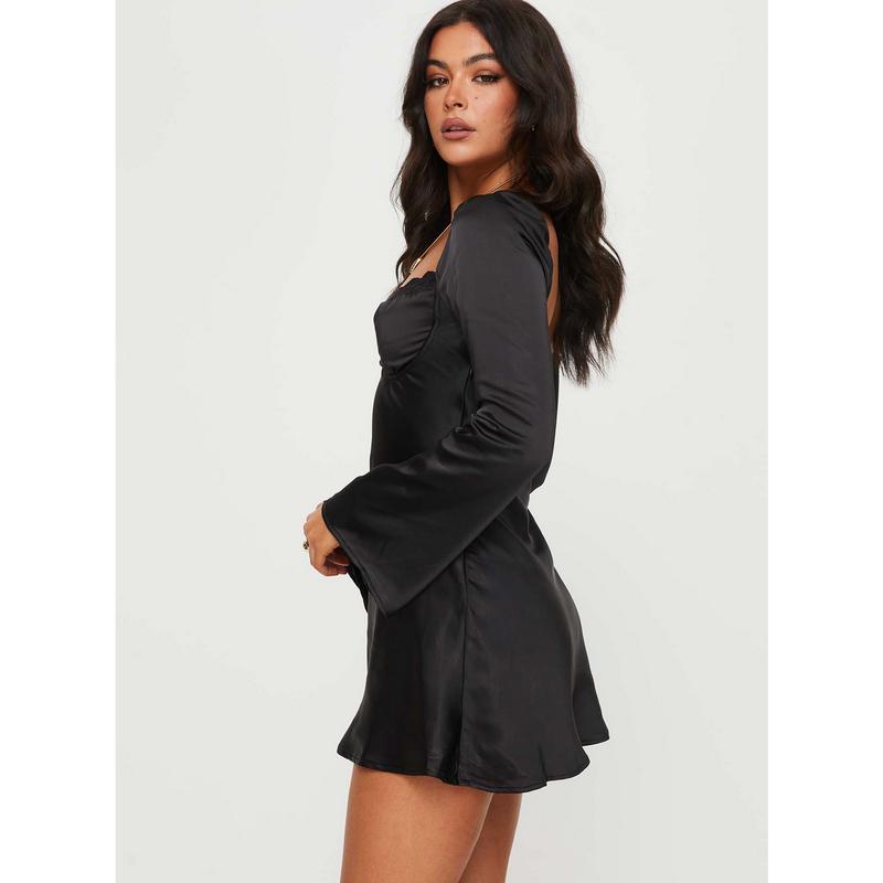 Moniz Long Sleeve Mini Dress Black