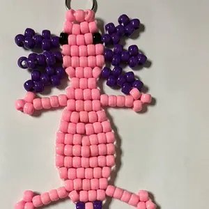Pink and Purple Beaded Axolotl Keychain - Character Design with Purple Accents, Perfect for Fans of the Series