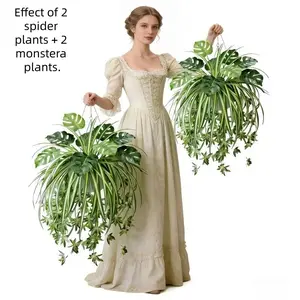 2 Sets of Artificial Plants, 4 Pieces Nordic Style Hanging Basket, UV Protection, Outdoor Garden Decor, Home Decoration, Festive Decorations