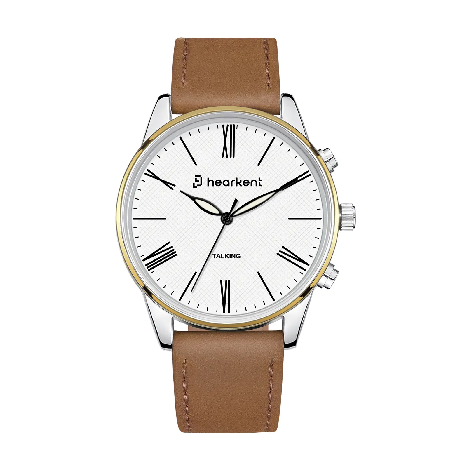 Atomic Talking Watches for Visually Impaired, American Accent Voice, Roman Numerals Watch with Leather Band, Speaks Time & Date, Ideal Watch for Elderly & Blind People