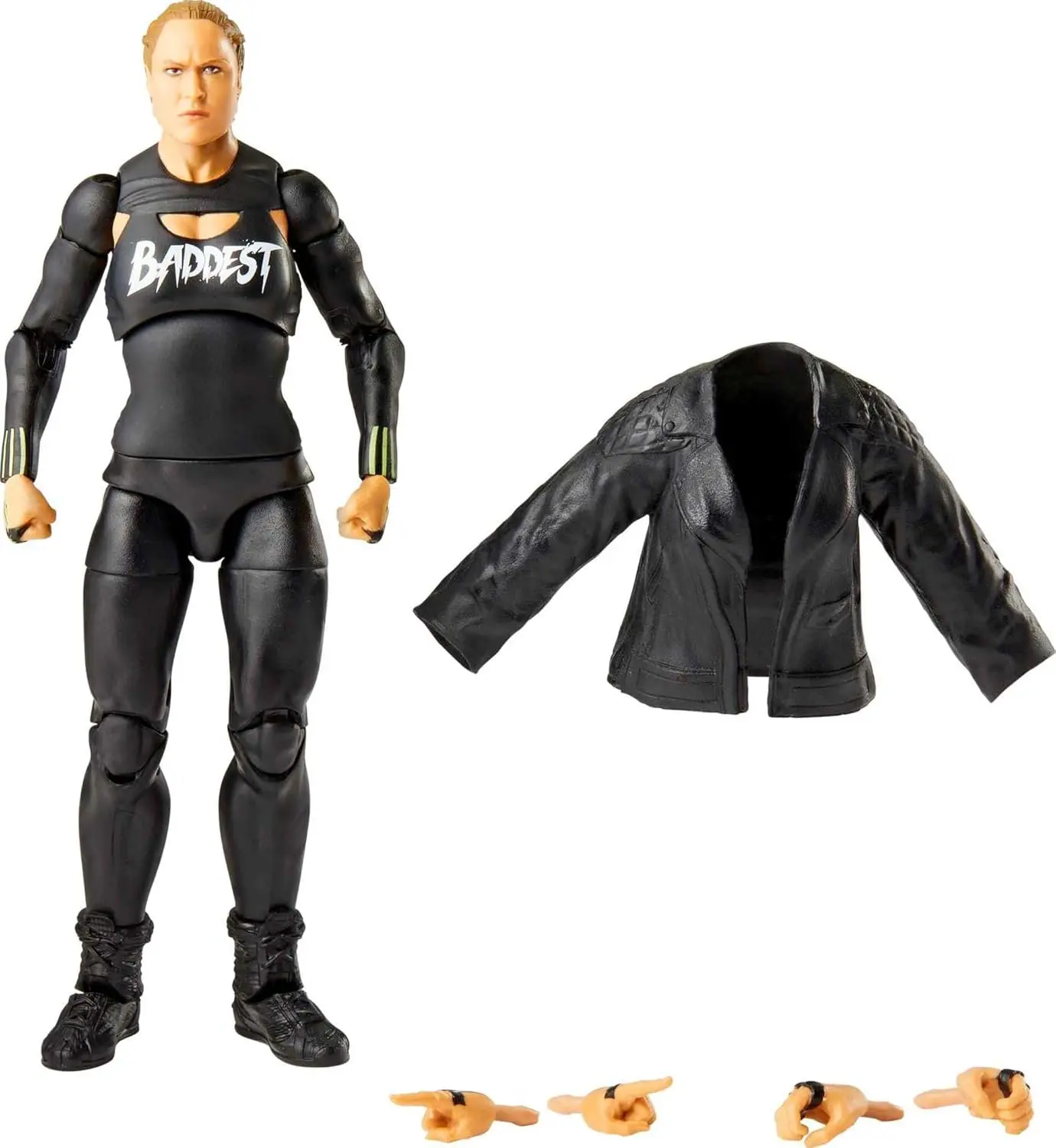 Mattel WWE Elite Collection Action Figure & Accessories, Series #97 Ronda Rousey 6-inch Collectible with 25 Articulation Points & Swappable Hands