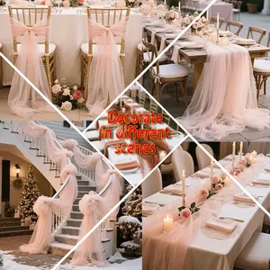 This 2-piece set features a dusty pink tulle fabric, suitable for wedding decorations, arch decorations, Wedding Arch Backdrop, beach party setups, Party decoration supplies, and perfect for New Year's Day/Valentine's Day