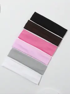 6pcs Thin Sweat-Absorbent Non-Slip Elastic Headbands, Basic Colors Headbands for Daily Use & Sports, Accessories Head Scarf Sweatband Set