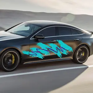 Jazz 90s Vintage Paper Cup Inspired UV Professional Quality Laminated Car Wrap Decal 2 Piece Mirrored Set