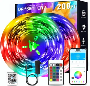 Led Strip Lights 200 ft(2 Rolls of 100 ft) Smart Strips with App Control Remote, Led Lights for Bedroom, Music Sync Color Changing for Room Home Decor Party Festival