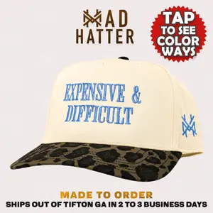 Expensive & Difficult MadHatter’s Embroidered SnapBack Adjustable (Up To A Size 8 Head) Premium Trucker Hat