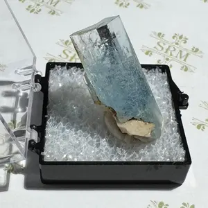 Crystal : Mounted 0632 : Natural Aquamarine with Feldspar, 7½g, Namibia