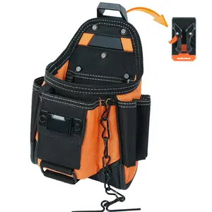 Small Electrician Tool Pouch with 9 Pockets & Belt Clip Attachment Durable 1680D Fabric Tradesman Bag for Electricians