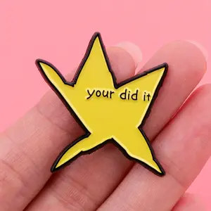1PC You did it with funny memes, star brooches, funny pentagram badges