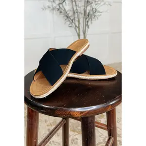 Soda • Shore Thing Slip on Sandals in Prism Black, Shoe, Footwear