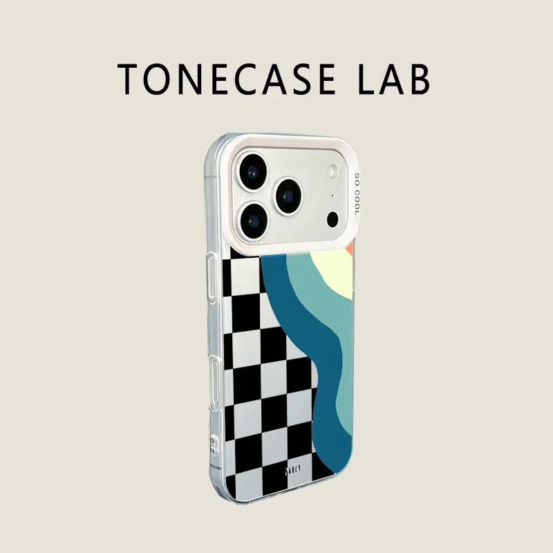 Retro Checkerboard Wave TPU Phone Case fits iPhone 17 Pro iPhone 16 Pro Max 15 Plus 14Pro 13 12 11 XS Max XS XR & Samsung Galaxy S25 Ultra S24 Plus S23 shockproof protective case wavy checker pattern stylish retro aesthetic design