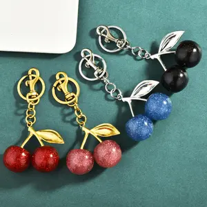 Red Cherry Keychain Bag Pendant Women's Bag Jewelry Exquisite Car Keychain