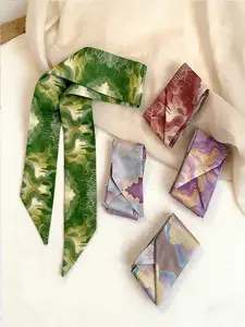 5 Pcs / 1 Set Elegant French Dye Style Polyester Scarf Set, Vintage Hairband, Woven Ribbon, Multifunctional Scarf, Fashion Hair Scarves, Bag Accessory, Women and Girls, Scarf Head Wrap, Fashion Headscarf