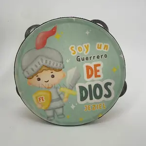 Personalized Soldier of God Tambourine Synthetic Leather Non-Slip Grip Metal Cymbals Handheld Percussion Instrument for Pleasant Sounds