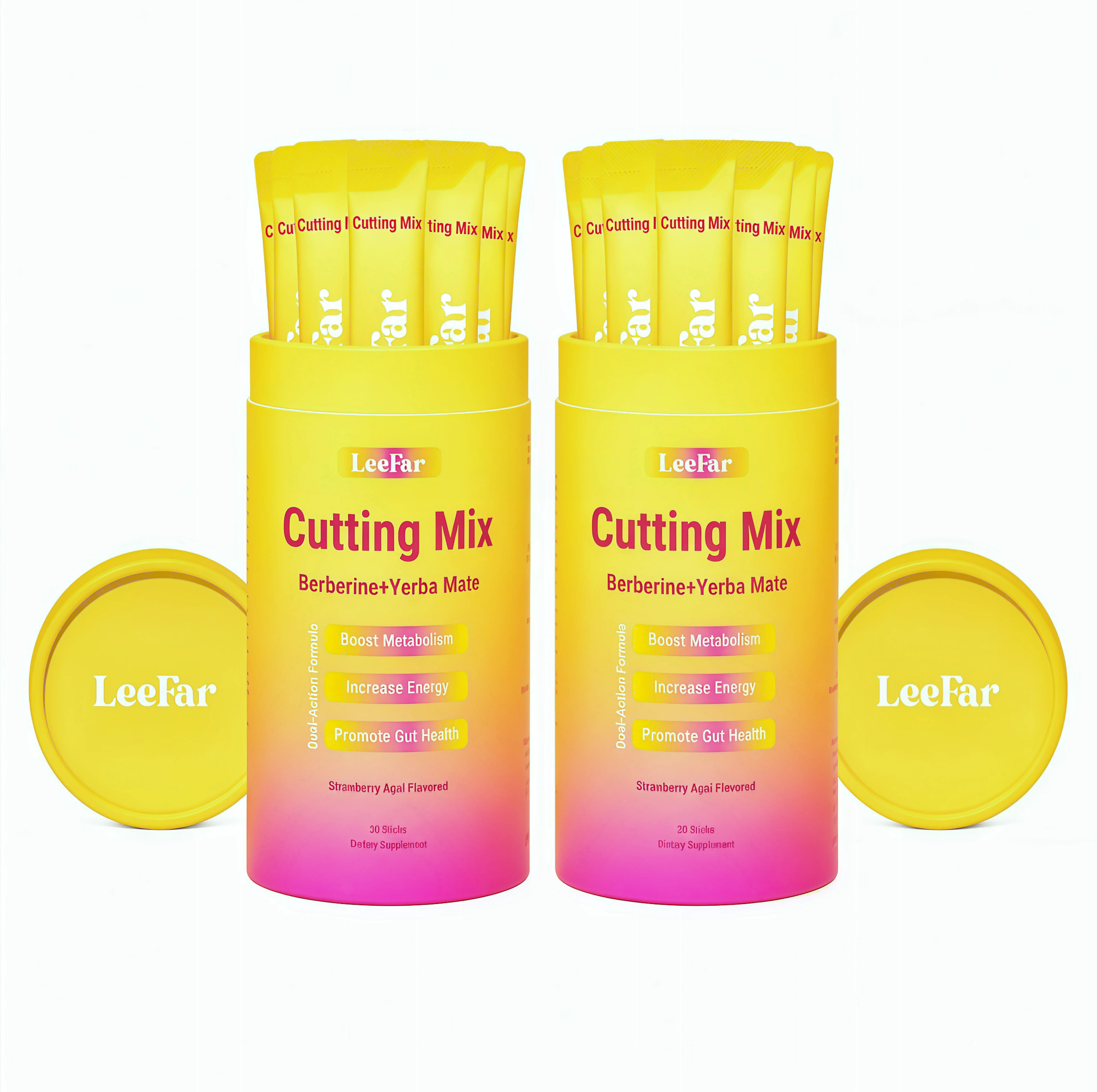 2 Pack LeeFar Cutting Drink Mix – | GB Strawberry Açaí Flavor – | (30 Servings)