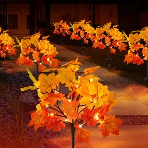 2Pack Fall Solar Lights Outdoor Waterproof,Fall Lights Outdoor 40LED 80 Maple Leaves Solar Garden Lights Outside, Autumn Artificial Tree Pathway Lights for Patio,Halloween,Thanksgiving,Fall Decoration, christmas decorations,Lightde Fall Tree