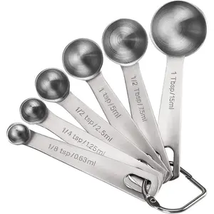 6-Piece 18/8 Stainless Steel Heavy-Duty Measuring Spoons for Kitchen, Kitchen Utensils with Metric and US Measurements for Dry and Liquid Ingredients