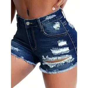 Women Denim Jean Shorts Washed And Worn-Out Denim Shorts Ripped DistressedGift