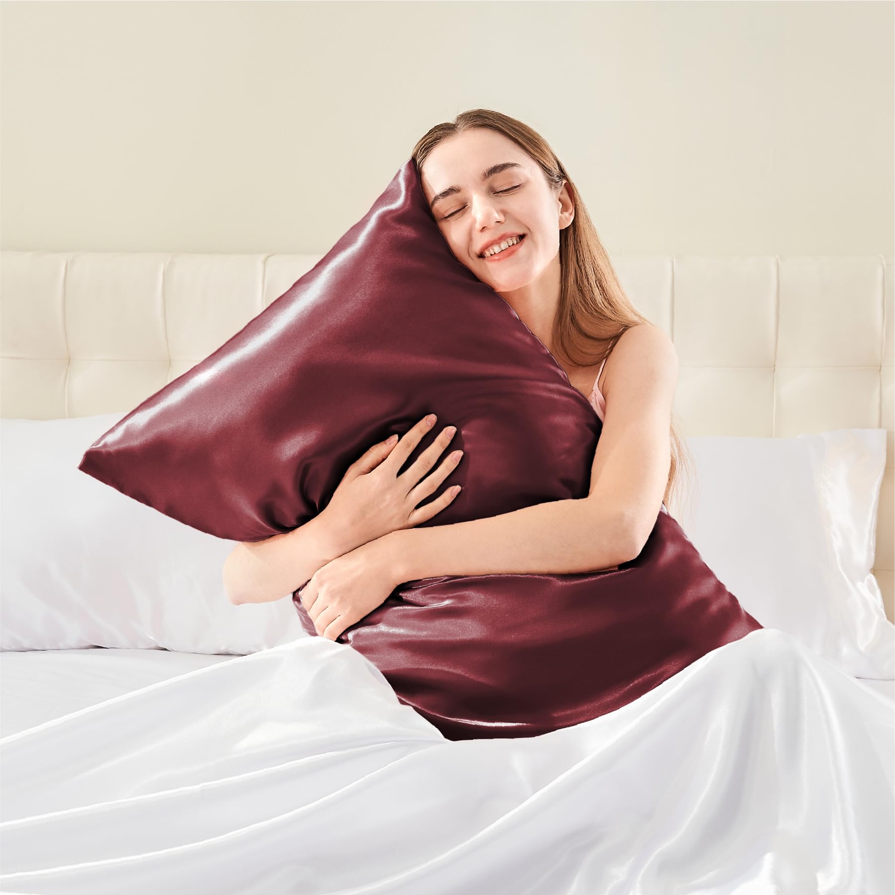 Satin Pillowcase with Zipper, Burgundy Pillow Cases Queen Size Set of 2, Super Soft and Cooling Similar to Silk Pillow Cases, Gift for Women Men(20x30 Inches) Satin Pillowcase with Zipper, Burgundy Pillow Cases Queen Size Set of 2, Super Soft and Cooling Similar to Silk Pillow Cases, Gift for Women Men(20x30 Inches)