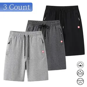 Men’s 3-Pack Quick-Dry Loose Knee-Length Sports Casual Shorts, Breathable with Zipper Pockets, High-Quality Fitness Shorts