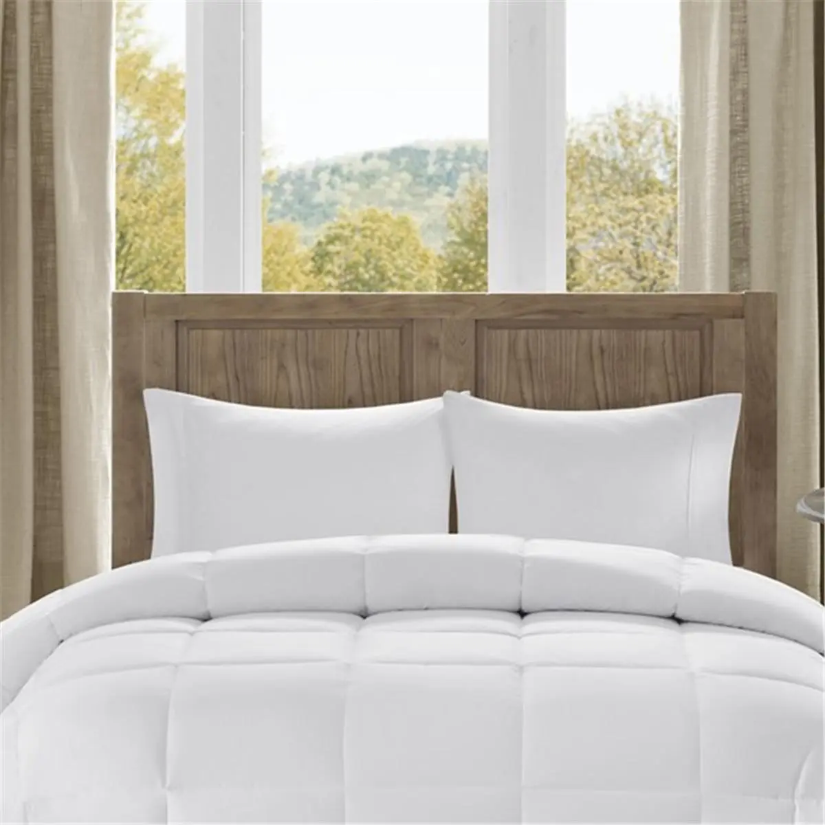 212 MAIN Winfield Luxury Hypoallergenic Down Alternative Comforter - Full&Queen Size, White Cotton Percale, Box Quilted, Year-Round Machine Washable Duvet for Reptile & Amphibian Habitat Decoration