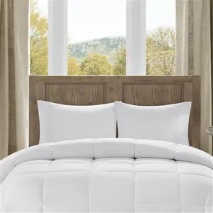 212 MAIN Winfield Luxury Hypoallergenic Down Alternative Comforter - Full&Queen Size, White Cotton Percale, Box Quilted, Year Round, Machine Washable Reptile & Amphibian Habitat Decoration