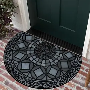 Half Round Door Mat, Non-slip Durable Entrance Mat, Stylish Pattern Design Door Mat for Farmhouse Decor