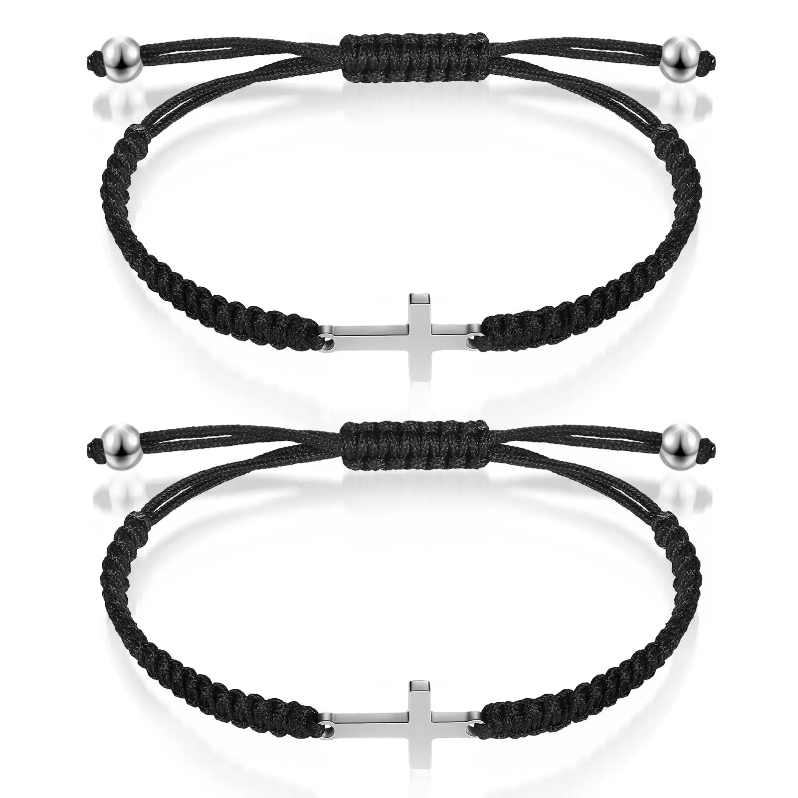 Small Cross Bracelet for Women Adjustable Nylon Rope Christian Handmade Braided Bracelet for Women Girls