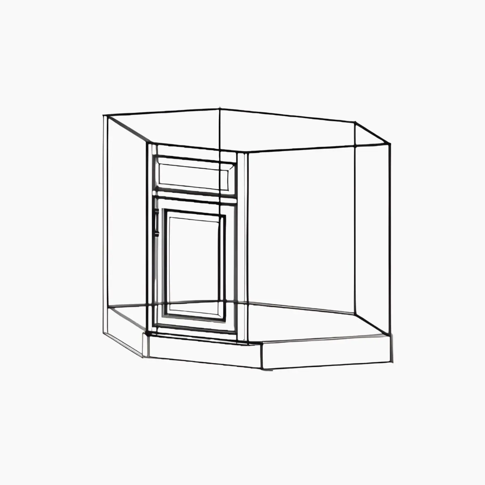 Diagonal Corner Sink Base Cabinet 36"W x 34 1/2"H x 24"D Simple Functional Storage Solution for Kitchen Sinks Saves Space Fits Perfectly in a Corner