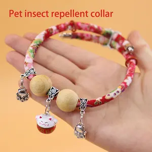 Japanese Necklace Cat Cartoon Printing Collar Natural Camphor Wood Pet Insect Repellent Collar Dog Bell Collar